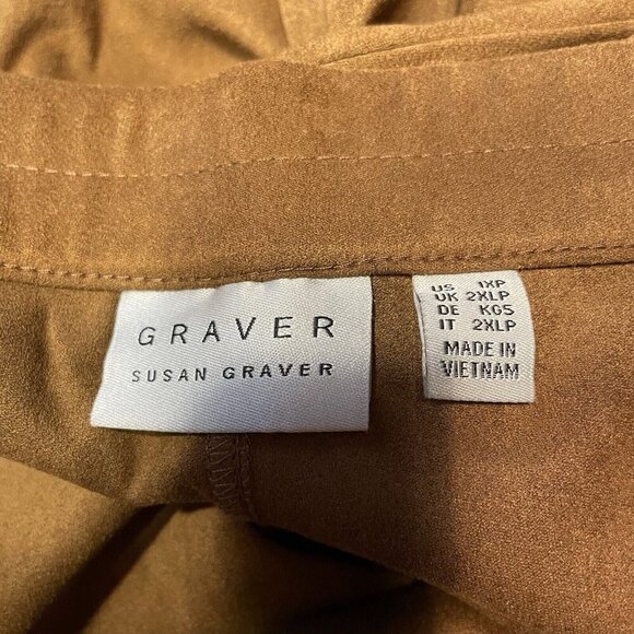GRAVER Susan Graver Wmn 1XP Caramel Brown Faux Suede Pull-On Ankle Leggings NWOT - Picture 9 of 11